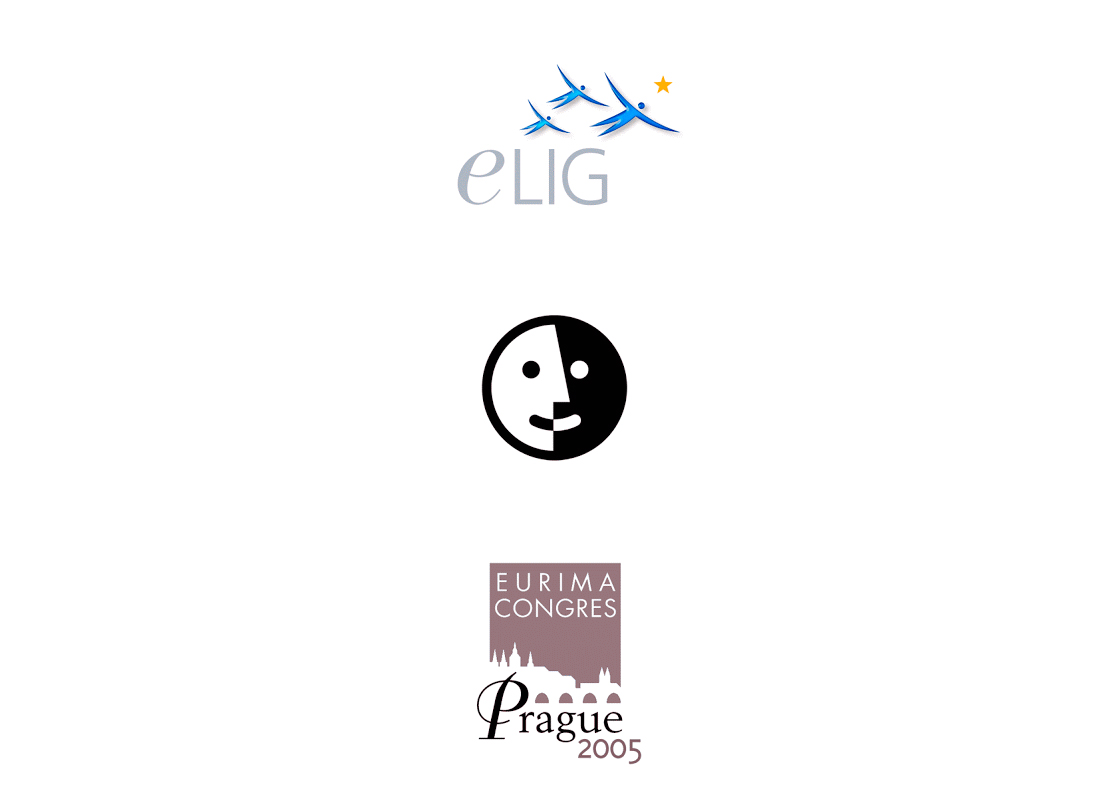 Logo pour la European Learning Industry Group, pour un groupe d'échange et de parole et pour un un congrès à Prague.
