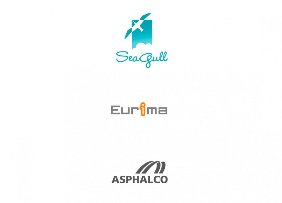 Logo pour une griffe de vêtement, l'association européenne des producteurs de matériaux isolants et un entrepreneur routier.