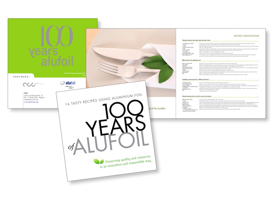 Livre de recettes pour ALUFOIL, l'European Aluminium Foil Association.