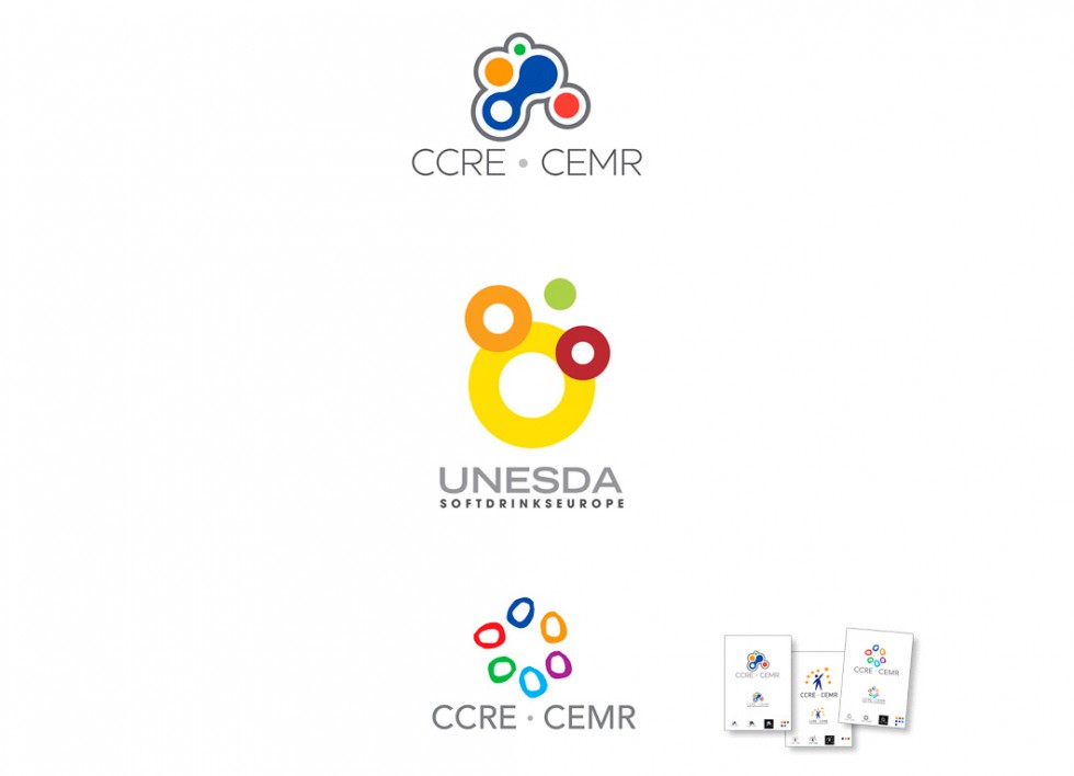 Propositions de logo pour le Conseil des Communes et des Régions d'Europe (CCRE). Proposition de logo pour UNESDA (Union of European Soft Drinks Associations).
