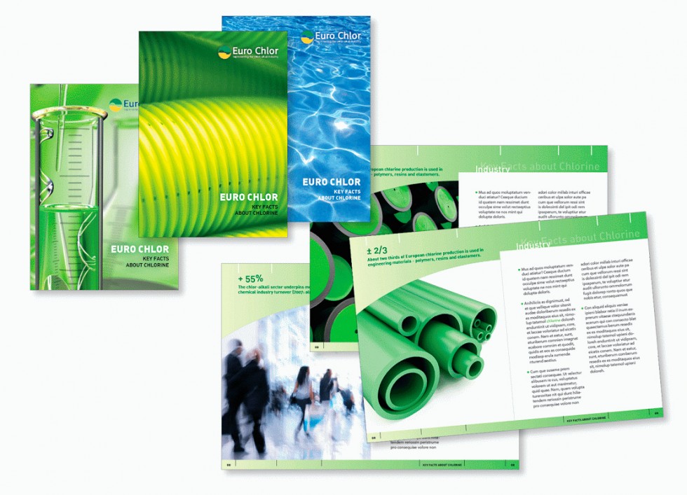 Brochure pour Eurochlor, l'association représentant les intérêts des producteurs de chlore en Europe.