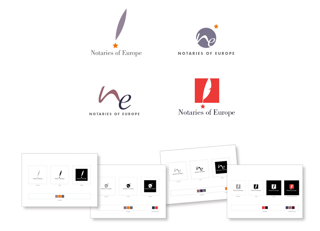 Propositions de logos pour l'association européenne des notaires.