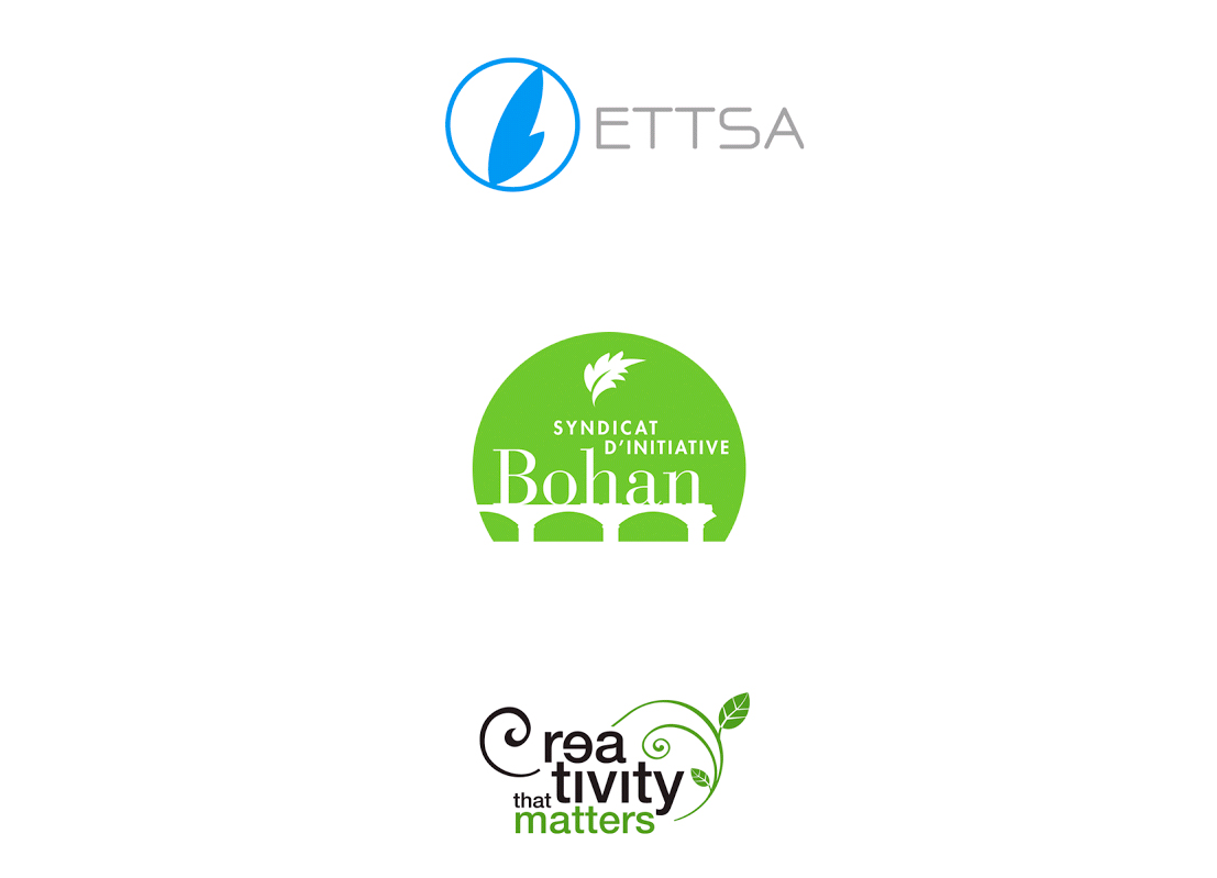 Logo pour la European Technology and Travel Services Association (ETTSA) , le syndicat d'initiative du village de Bohan et pour un label de qualité pour le fabricant de périphériques Epson.