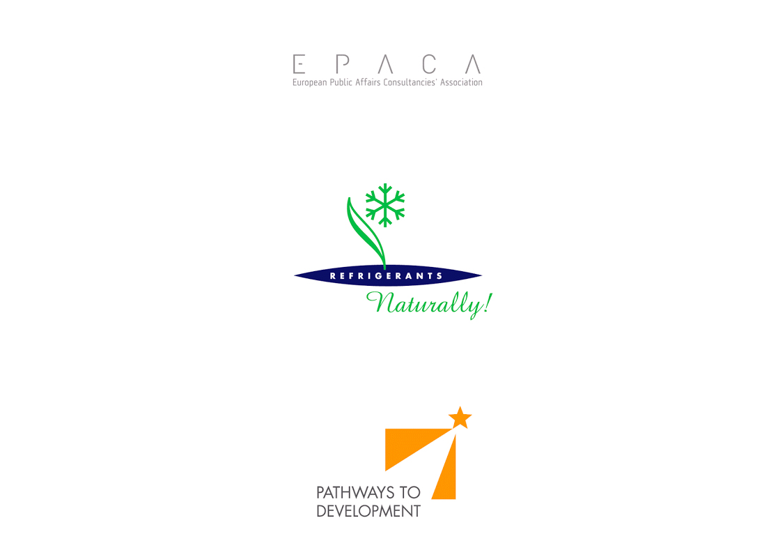 Logo pour la European Public Affairs Consultancies' Association, une initiative de grandes sociétés de l'industrie alimentaire contre le réchauffement climatique et le projet Pathways to Development.